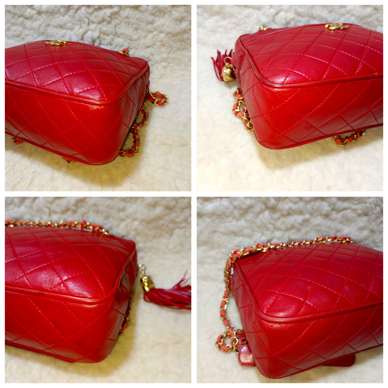 Authentic Vintage 1980s Chanel Red Quilted Lambskin Shoulder Bag – Pre-Owned Luxury